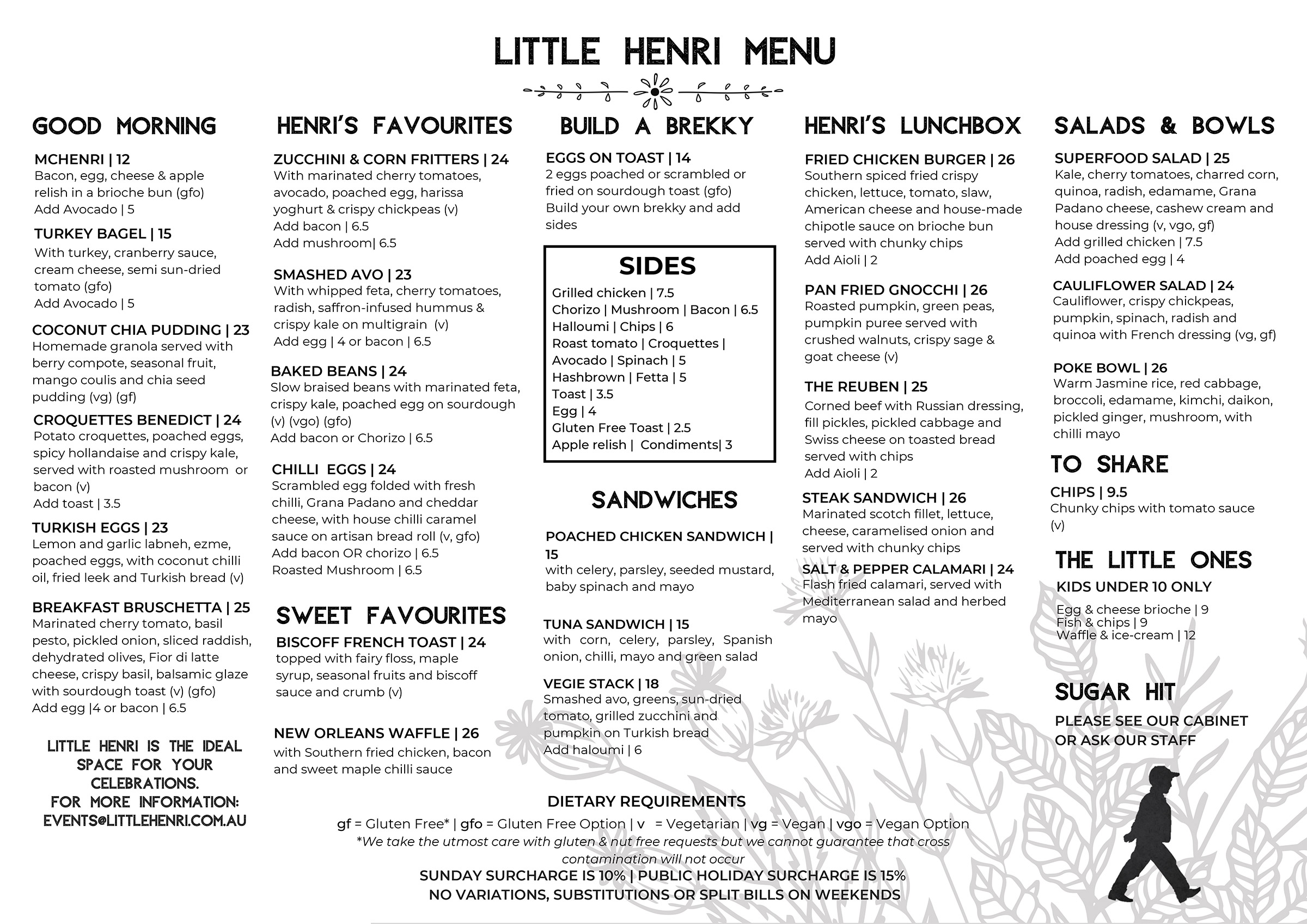 Little Henri Menu August 2025